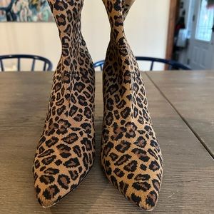 MIA Animal Print pull on ankle boots with pointed toe & stiletto heel